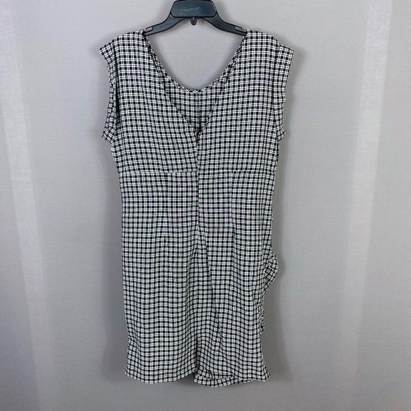 CODE X MODE Sleeveless Ruched Button Front Mini Dress in Gingham Plaid S… - Picture 5 of 9